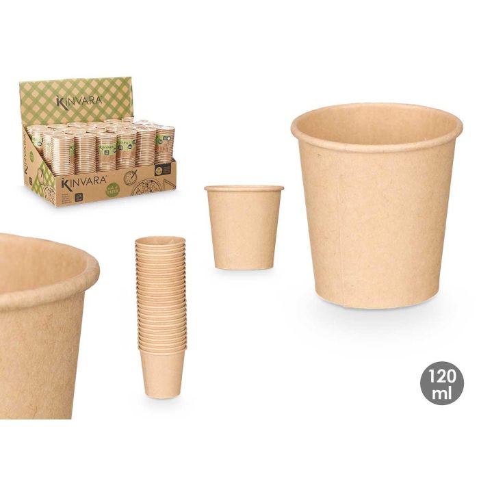 Set 24 Vasos Kraft 120 ml Kinvara - 6x17.5x6 cm, Papel y Plástico PE, Color Natural (48 Unidades) Set 24 Vasos Kraft 120 ml Kinvara - 6x17.5x6 cm, Papel y Plástico PE, Color Natural (48 Unidades)