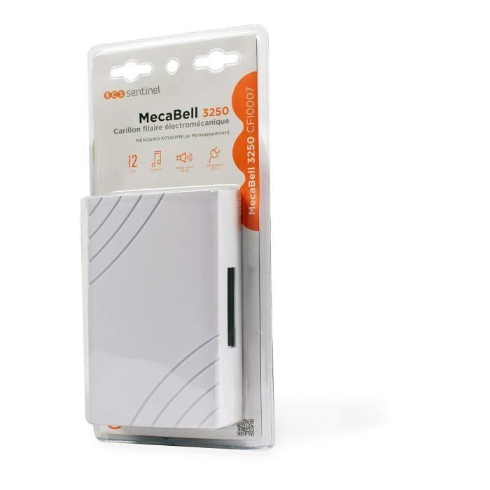 Scs Sentinel 3250 Timbre con cable para puerta con transformador integrado, alimentación directa 230V, 80 dB de sonido, melodía Ding Dong, color blanco. 1