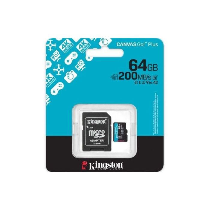 Tarjeta de Memoria Micro SD con Adaptador Kingston CANVAS Go! Plus 64 GB 2 Tarjeta de Memoria Micro SD con Adaptador Kingston CANVAS Go! Plus 64 GB 2