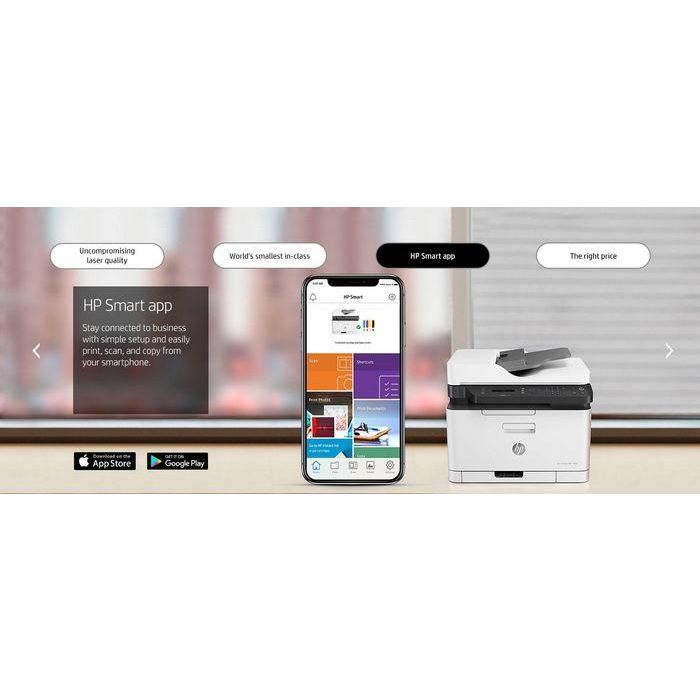 HP 4ZB97A Impresora Multifunción Color Láser MFP 179FNW 4 en 1 WiFi Ethernet USB Fax ADF 40 Hojas Blanca Oficina 24