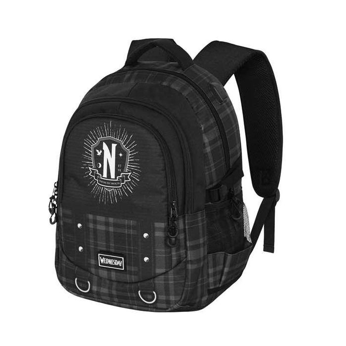 Karactermania Miércoles Run. Plus FAN Chain Mochila, Negro, Ripstop, 3 Compartimentos, USB, 44x34x21 cm 10