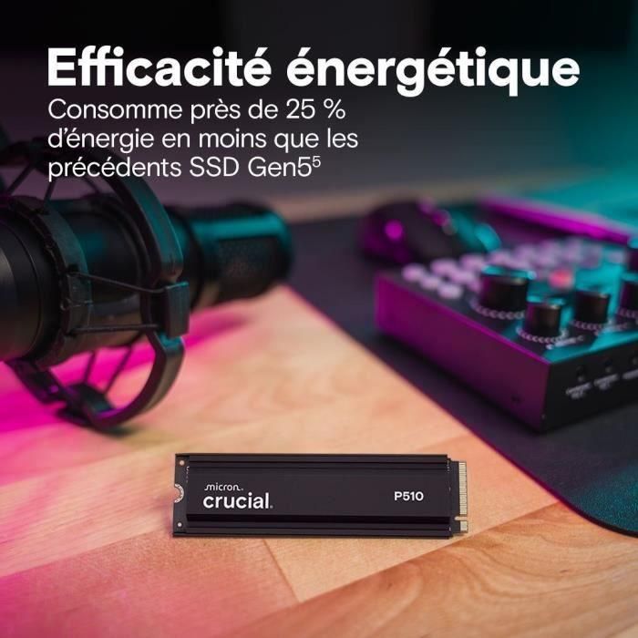 CRUCIAL - P510 - SSD interno - 1 TB - PCIe Gen4 NVMe M.2 - Con disipador - Velocidad de lectura hasta 1100 MB/s - CT1000P510SSD5 4 CRUCIAL - P510 - SSD interno - 1 TB - PCIe Gen4 NVMe M.2 - Con disipador - Velocidad de lectura hasta 1100 MB/s - CT1000P510SSD5 4