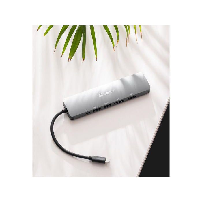 Sandberg USB-C 8K Display Dock para Dos Monitores Adicionales, USB-A, PD y RJ45 3