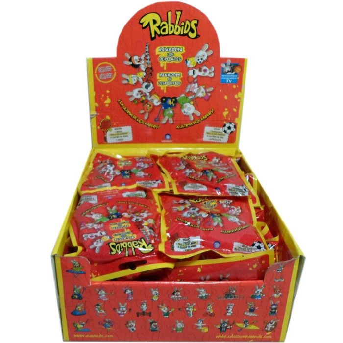 Los Rabbids invaden los deportes Expositor 30 sobres con figura coleccionable, 2 cartas de juego y 1 cromo.