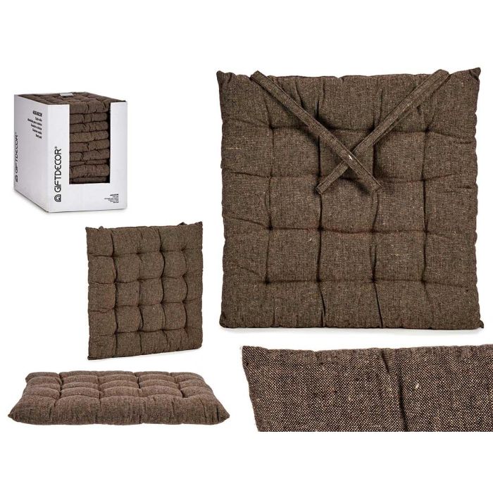 Giftdecor Cojín para Silla Liso Marrón 40x40 cm, 80% Algodón-20% Poliéster, Interior Algodón (12 Unidades)