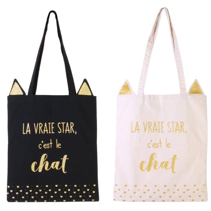 The Concept Factory Bolsa Tote Bag "Mon Chat Mon Ch" con Diseño Ilustrado de Gatos 2