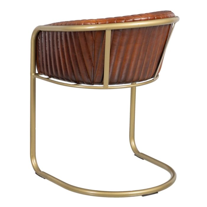 Silla de Comedor Marrón Dorado Piel Hierro 55 x 53 x 74 cm 8