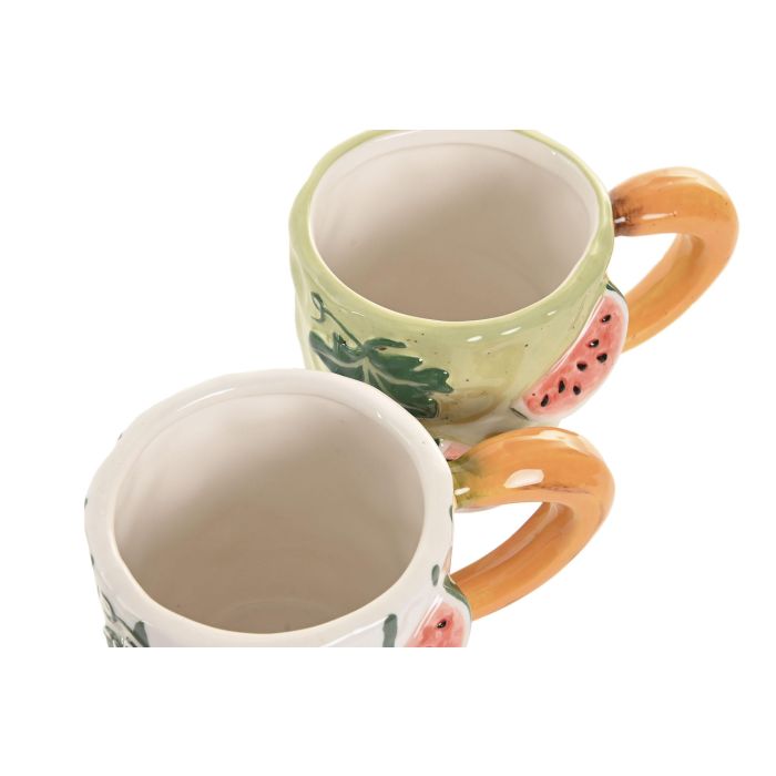 Mug Mediterraneo DKD Home Decor Verde Rojo 9.5 x 10.3 x 15 cm (4 Unidades) 2