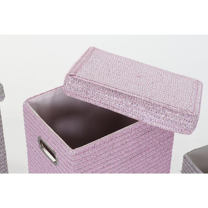 DKD Home Decor Cesta Basicos Set de 5 Rosa Plateado 36 x 50 x 44 cm 1