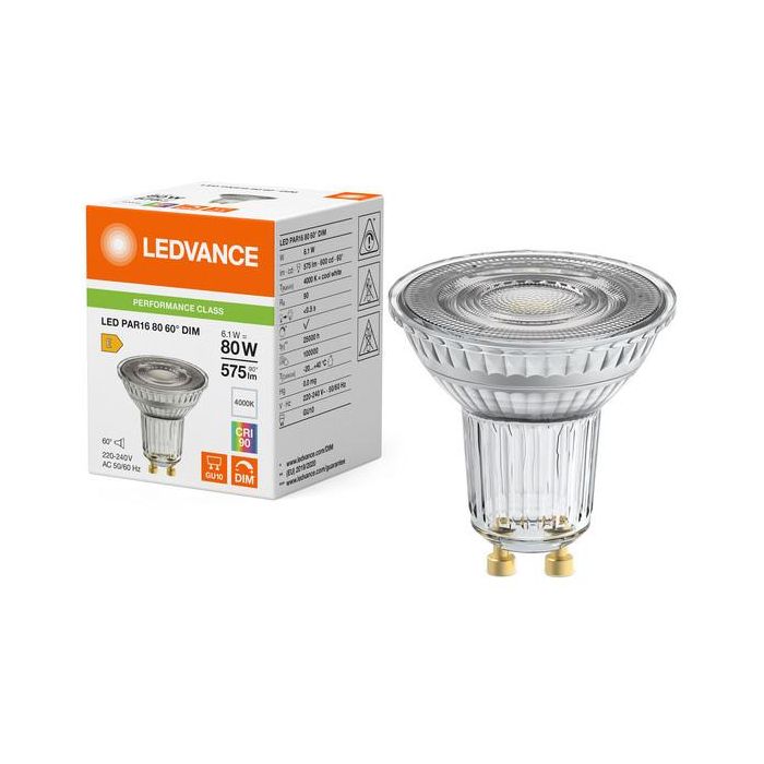 Osram LED PAR16 80 60° DIM P 6.1W 940 GU10 Dimmbare LED-Reflektorlampen PAR16 mit 2 Osram LED PAR16 80 60° DIM P 6.1W 940 GU10 Dimmbare LED-Reflektorlampen PAR16 mit 2