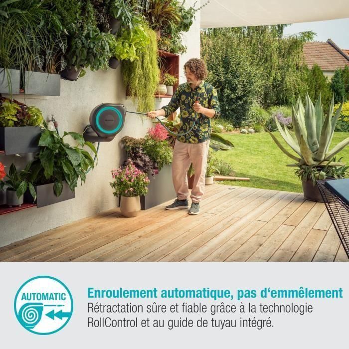Enrollador de manguera de pared RollUp M 20 m borde azul GARDENA 3 Enrollador de manguera de pared RollUp M 20 m borde azul GARDENA 3
