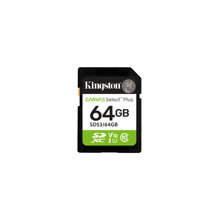 Kingston SDS3/64GB Tarjeta SDXC 64GB Canvas Select Plus 100MB/s C10 UHS-I U1 V10 para Vídeo Full HD 1080p y Cámaras Kingston SDS3/64GB Tarjeta SDXC 64GB Canvas Select Plus 100MB/s C10 UHS-I U1 V10 para Vídeo Full HD 1080p y Cámaras