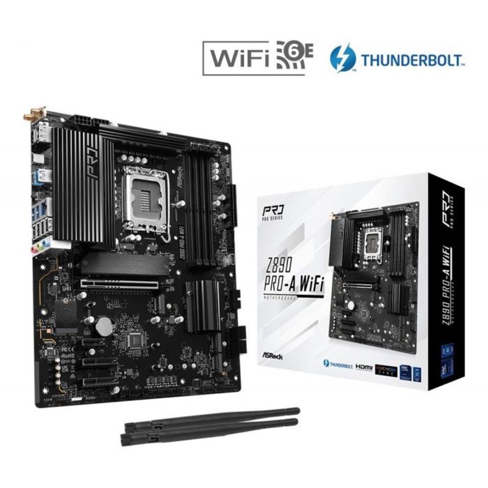 Asrock Placa Base Z890 Pro - A Wifi, LGA 1851, Intel Core Ultra, DDR5 9066 MHz, Wi-Fi 6E, Bluetooth 5.3, ATX Asrock Placa Base Z890 Pro - A Wifi, LGA 1851, Intel Core Ultra, DDR5 9066 MHz, Wi-Fi 6E, Bluetooth 5.3, ATX