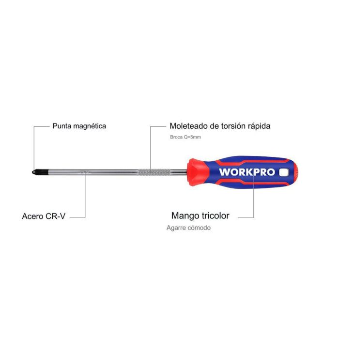 Destornillador phillips ph0 x 75 mm. workpro 8