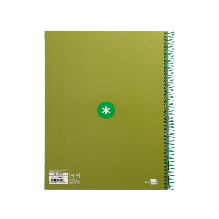 Cuaderno Espiral A4 Micro Antartik Tapa Forrada 80H 90 gr Cuadro 5 mm 1 Banda 4 Taladros Verde 2