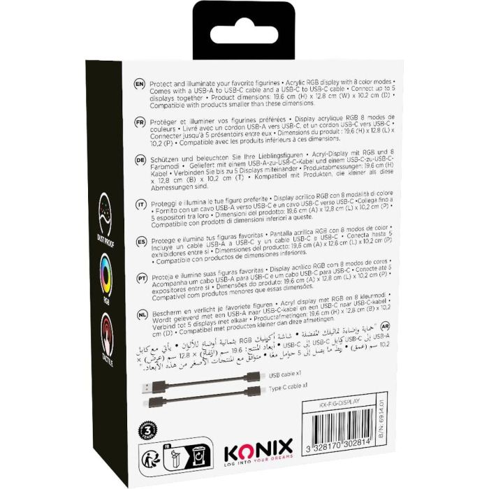 Konix Caja de Visualización LED para Figuras 3328170302814 Compatible con Funko Pop / Banpresto Qposket Iluminación RGB Cable USB 8 Konix Caja de Visualización LED para Figuras 3328170302814 Compatible con Funko Pop / Banpresto Qposket Iluminación RGB Cable USB 8