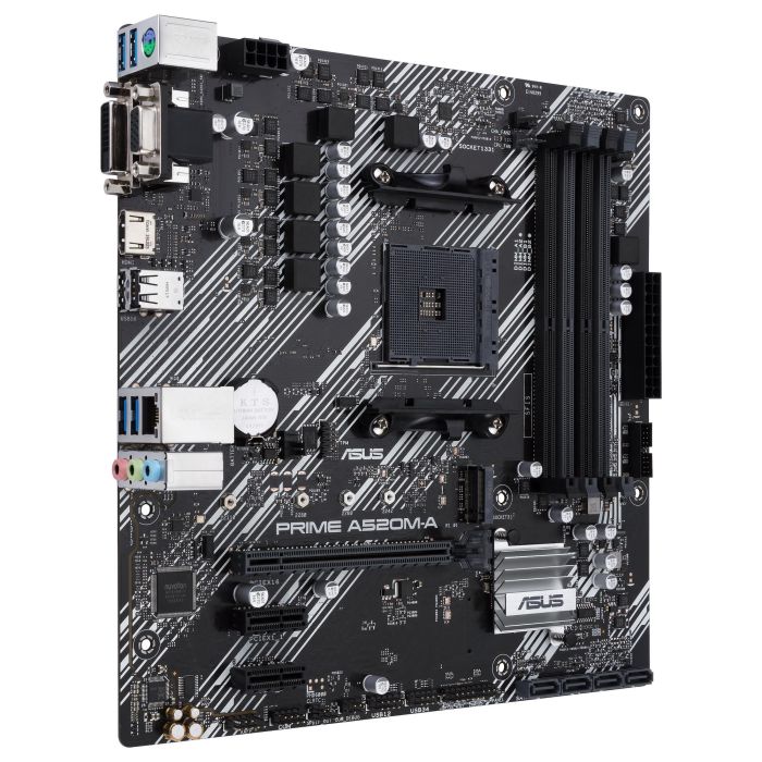 ASUS Placa Base PRIME A520M-A II/CSM, Socket AM4, Chipset AMD A520, Formato Micro ATX, Soporte para Procesadores AMD Ryzen 3 y 5, DDR4 3