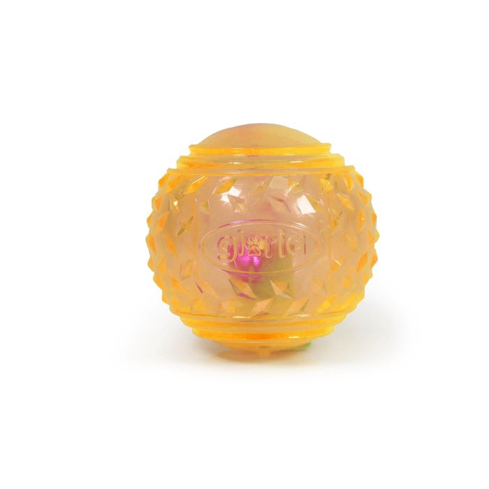 Gloria Play And Run Pelota Luminosa LED Amarilla 6.35 cm TPR para Perros - Juguete Duradero con Luz para Visibilidad Nocturna en Exterior 1