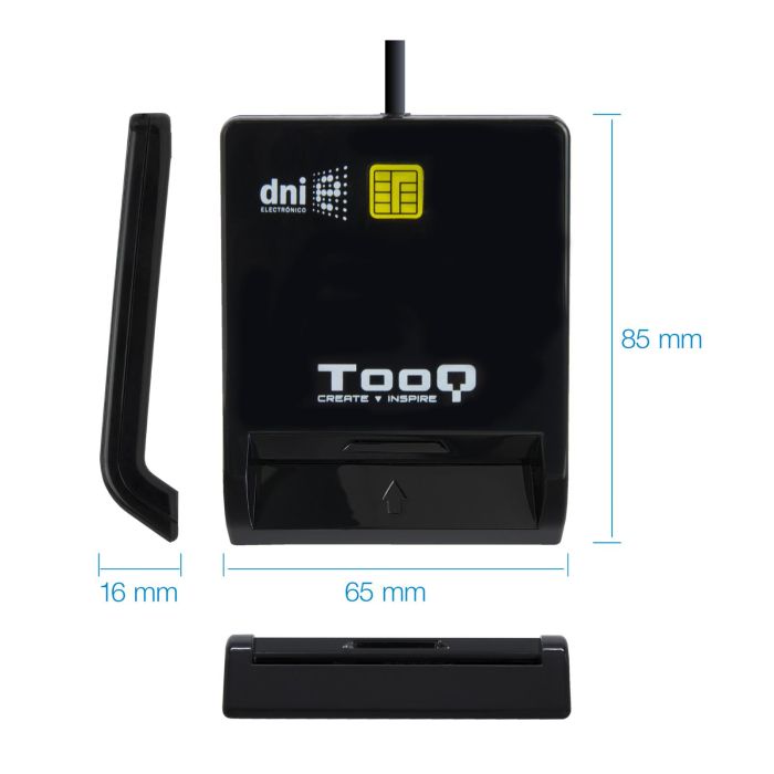 TooQ TQR-211B Lector de DNI electrónico 4.0, Tarjetas Inteligentes y SIM. Conexión USB-C para PC y Mac sin drivers, Negro. 1 TooQ TQR-211B Lector de DNI electrónico 4.0, Tarjetas Inteligentes y SIM. Conexión USB-C para PC y Mac sin drivers, Negro. 1