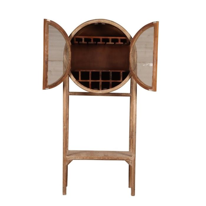 DKD Home Decor Mueble Bar Alpino Natural Madera Reciclada Teca Cristal 40 x 182 x 75 cm 1