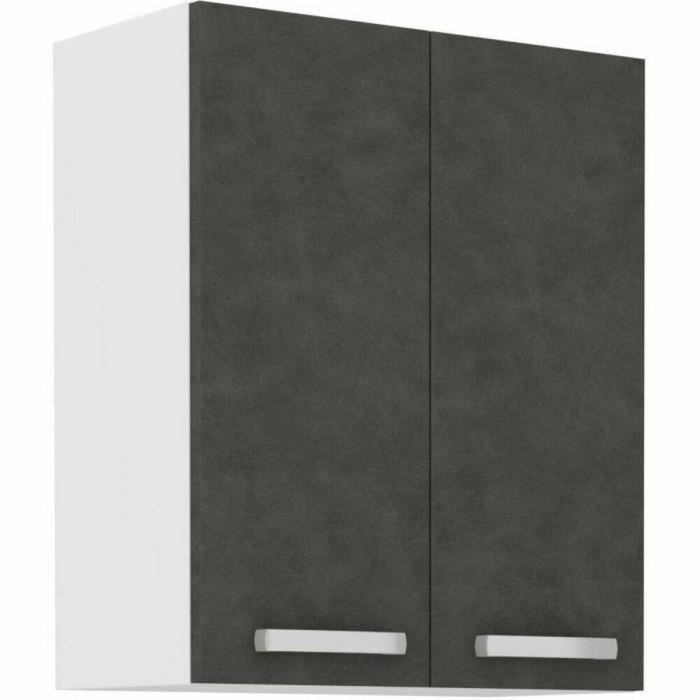 LASSEN Armario alto de almacenaje con puertas batientes Gris mate L 60 cm x P 31,6 cm x H 72 cm