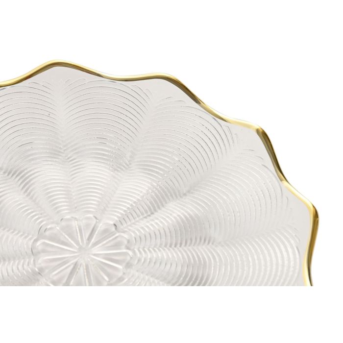 Plato Glam DKD Home Decor Transparente Dorado 17.6 x 2 x 17.6 cm (6 Unidades) 2