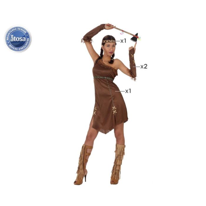 Disfraz India Mujer Adulto Vestido Marrón XS-S - Temática Lejano Oeste Disfraz India Mujer Adulto Vestido Marrón XS-S - Temática Lejano Oeste