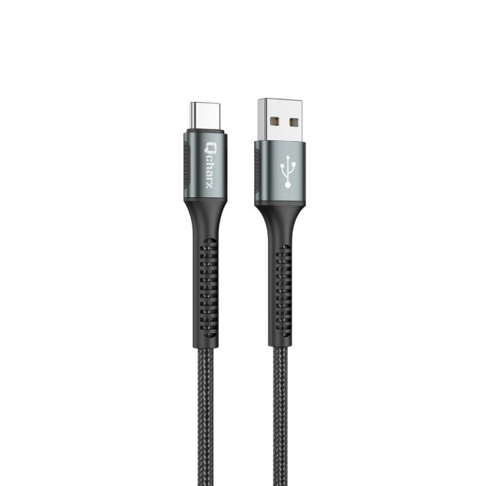 Qcharx international Cable USB A Tipo C Prague Carga Rápida 20W PD Negro Anti-Nudos Anti-Rotura