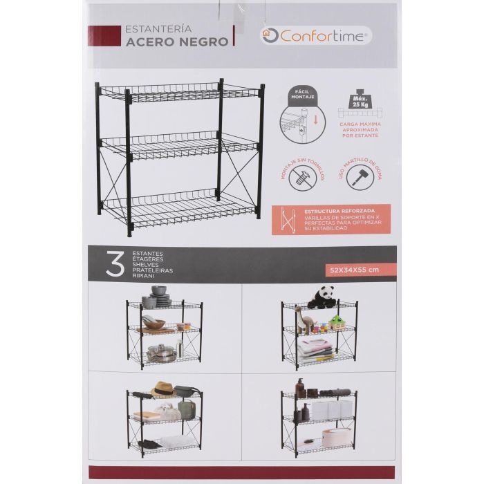 Confortime Estantería 3 Niveles Metal 52 x 34 x 55 cm (2 Unidades) 1