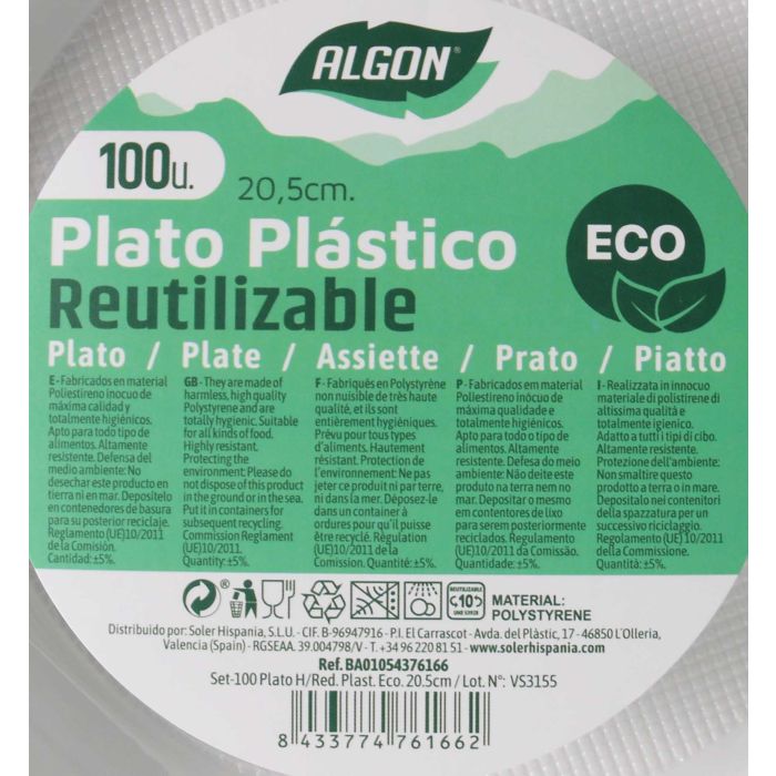 Set de 100 platos hondos rojos de plástico ecológico 20.5 cm Algon (6 Cajas) 7 Set de 100 platos hondos rojos de plástico ecológico 20.5 cm Algon (6 Cajas) 7