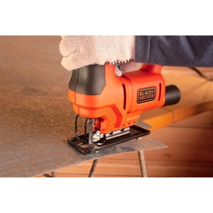 Sierra de calar de 400 W - 3000 rpm, recorrido de 18 mm, hoja en T, capacidad de corte madera 65 mm / acero 6 mm / aluminio 10 mm - BLACK+DECKER 4 Sierra de calar de 400 W - 3000 rpm, recorrido de 18 mm, hoja en T, capacidad de corte madera 65 mm / acero 6 mm / aluminio 10 mm - BLACK+DECKER 4