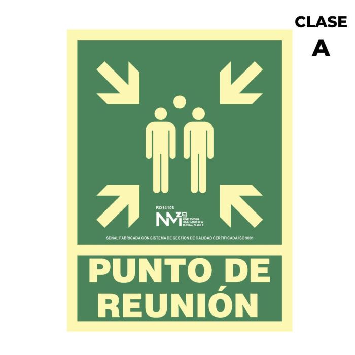 Normaluz Cartel de evacuación punto de reunión clase A PVC 1mm 22.4x30cm