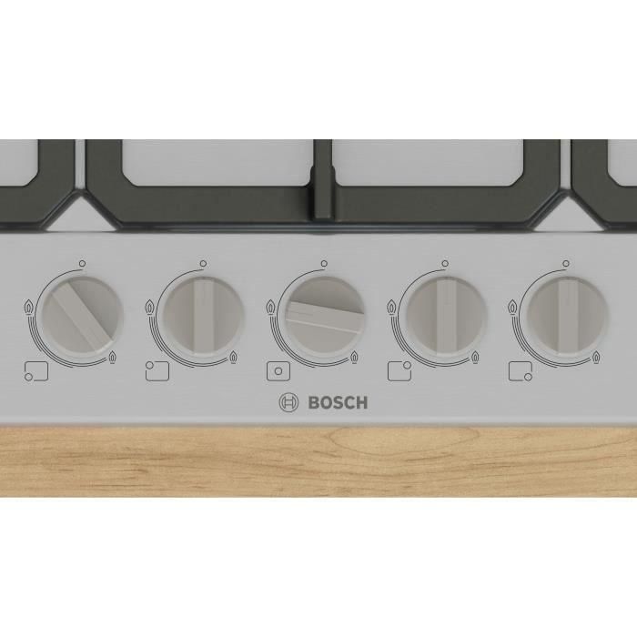 Placa de gas - BOSCH Serie 4 - 5 fuegos - 52 x 75 x 4,5 cm - PGQ7B5K90 - Acero inoxidable 4