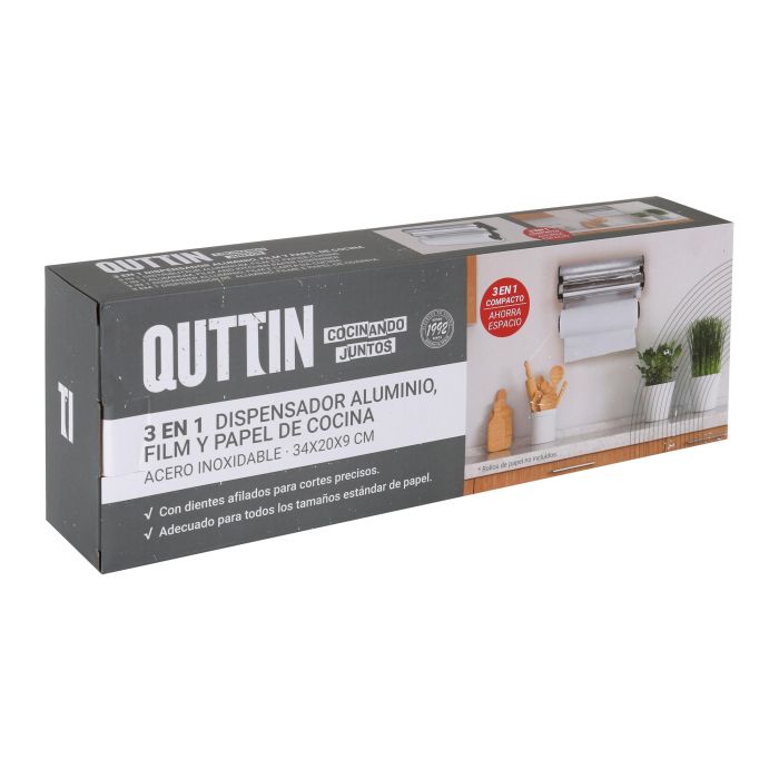 Quttin Dispensador de Aluminio, Film y Papel - 20 cm Ancho x 7 cm Alto x 34 cm Largo (6 Unidades) 2