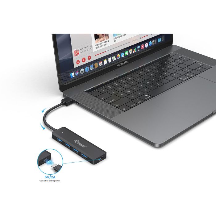 EQUIP HUB USB LIFE A 4 PUERTOS USB 3.2 INCLUYE ADAPTADOR USB-C 3