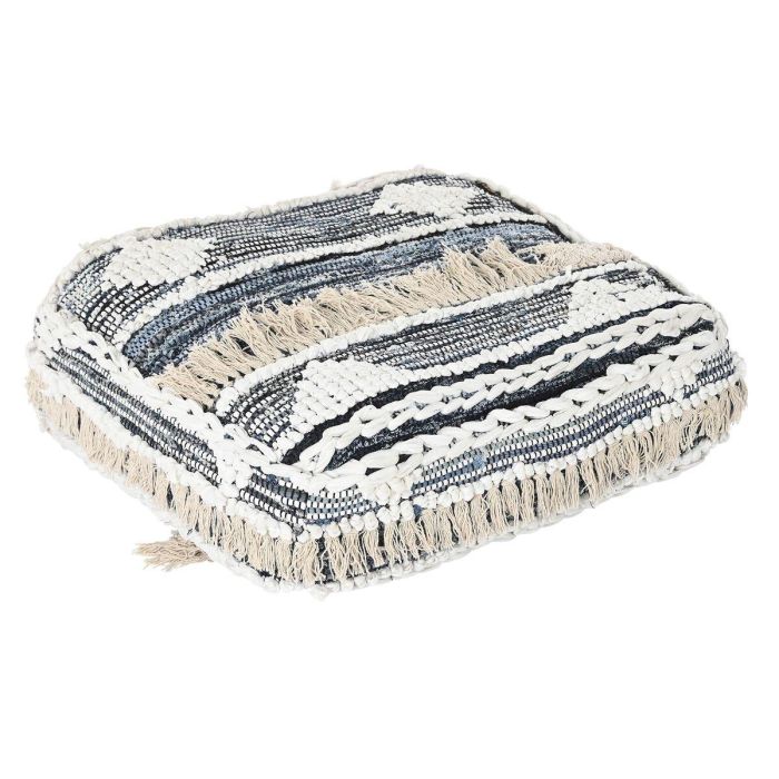 DKD Home Decor Cojín Suelo Otric Boho de Poliéster Negro Blanco a Rayas 60x60x25 cm