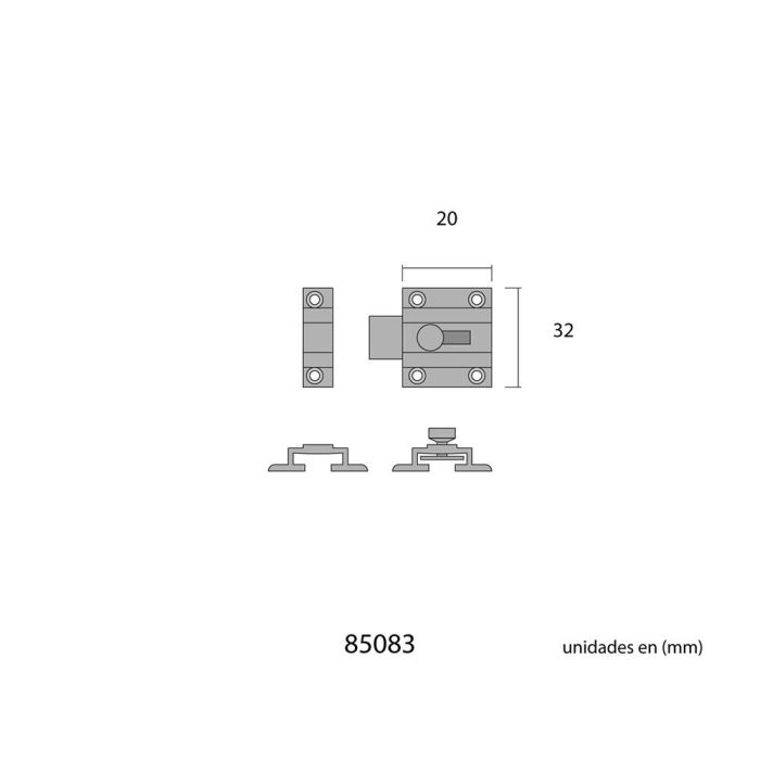 Edm Pasador Cerrojo Pestillo Latón Niquelado Cromado 30mm Tornillos Incluidos 2