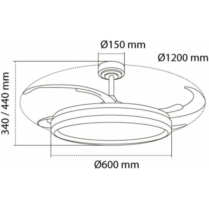 Ventilador de Techo CristalRecord CHARLY L RETRAC Transparente 80 W 1
