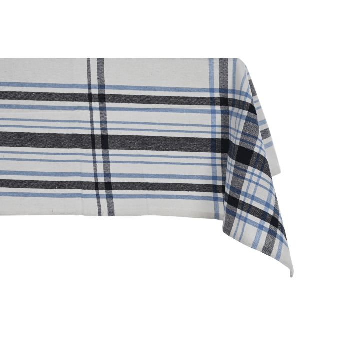 DKD Home Decor Mantel Set de 5 150 x 150 cm Azul Blanco Negro Cuadros Algodón Poliéster 2