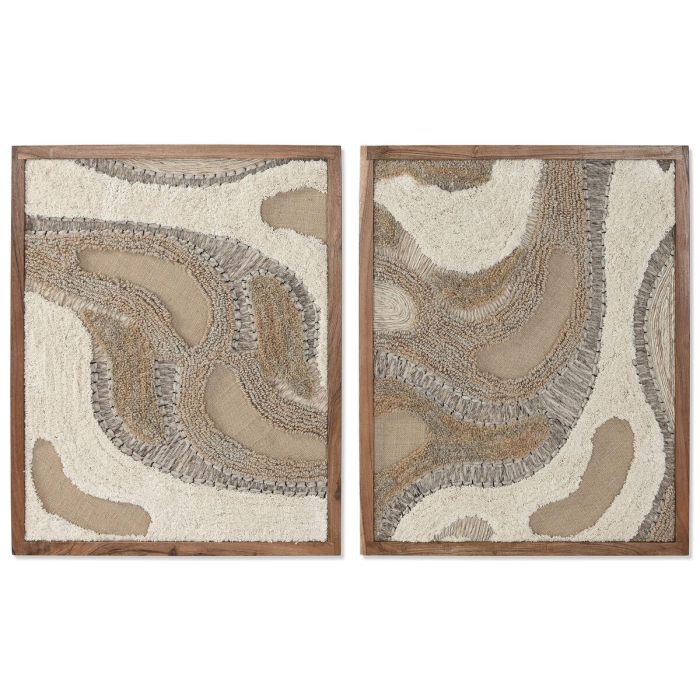 Cuadro Home ESPRIT Blanco Natural Abstracto Escandinavo 60 x 3 x 75 cm (2 Unidades) 1
