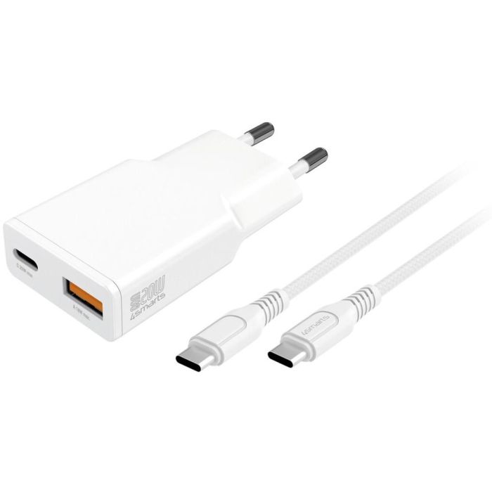 4smarts Cargador PDPlug Duos Slim 20W GaN USB-C/A+USB-C Cable Blanco 541509 0 4smarts Cargador PDPlug Duos Slim 20W GaN USB-C/A+USB-C Cable Blanco 541509 0