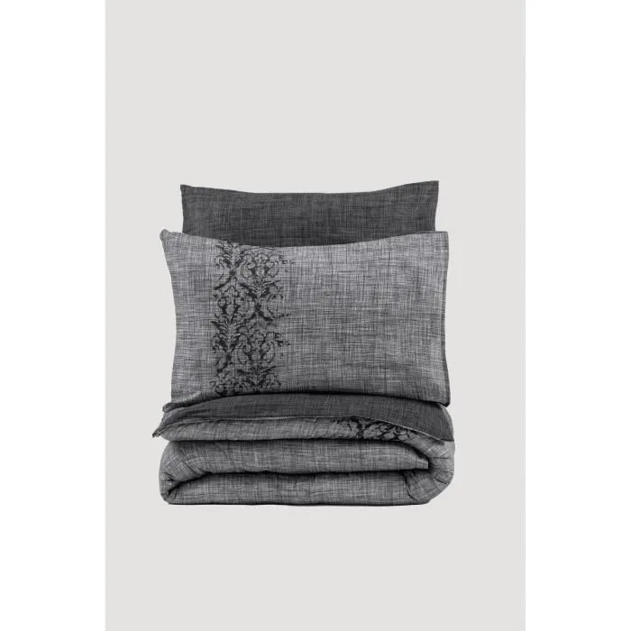 Aucune Juego de Cama Funda Nórdica 220x240 cm + 2 Fundas Almohada 60x60 cm 100% Algodón Gris ASI8683743799718 3