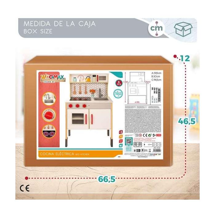 Woomax Cocina Eléctrica de Madera 59,5x30x94,5 cm Juguete Infantil a Partir de 3 Años 7
