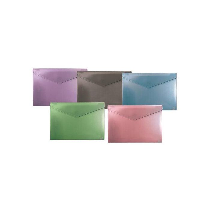 Carchivo Carpeta Dossier Broche Polipropileno 200 micras Cierre Velcro Formato Folio Colores Surtidos Pack 10 Unidades