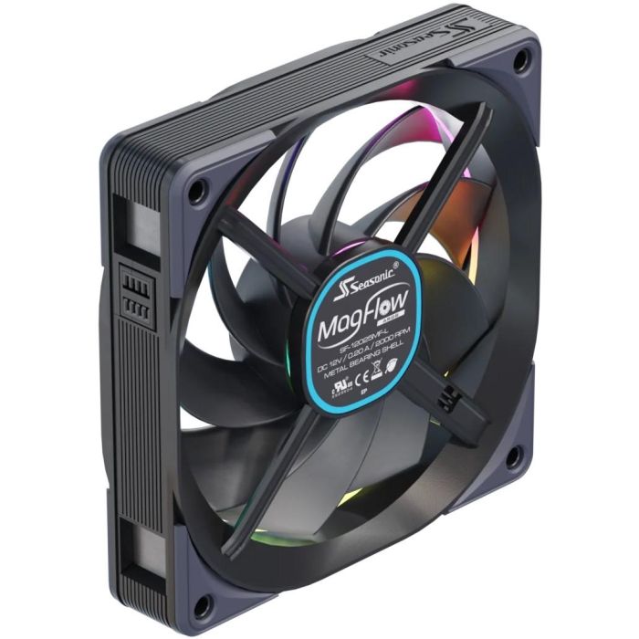 Seasonic MagFlow 1225PWM ARGB Ventilador para PC 120mm, 2000 RPM, Negro - Kit 1-Fan 4