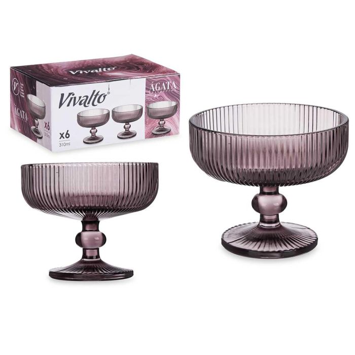 Copa Helado Rosa Rayas 310 ml Vivalto - Vidrio, 12x9.8x12 cm (24 Unidades) Copa Helado Rosa Rayas 310 ml Vivalto - Vidrio, 12x9.8x12 cm (24 Unidades)