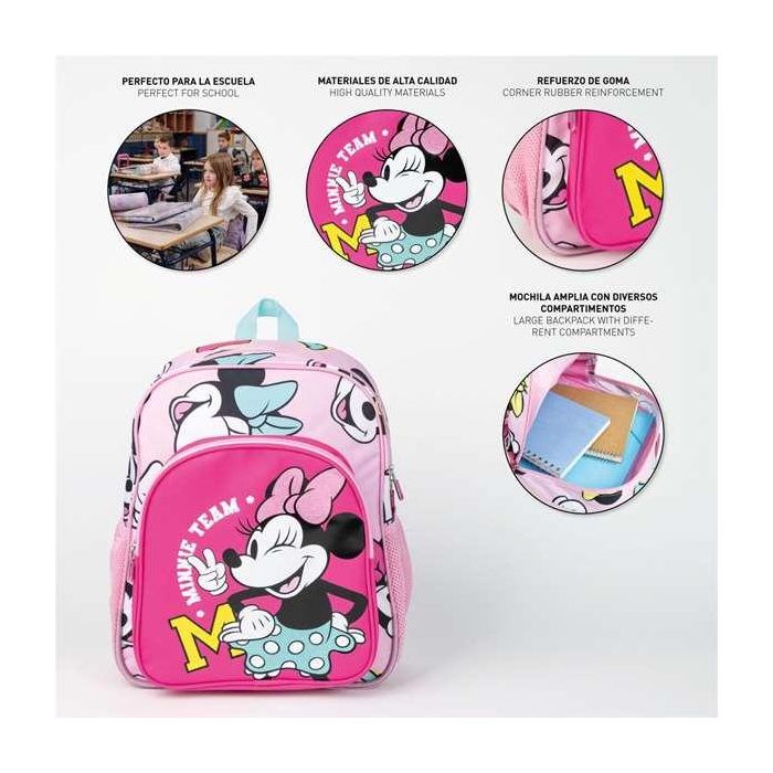 Mochila Escolar Minnie Mouse Fucsia 31 x 12 x 38 cm 2