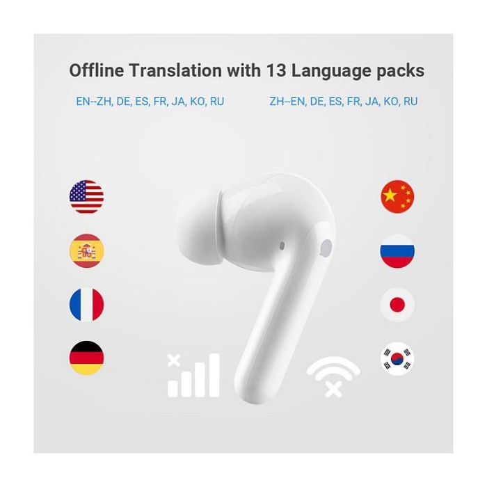 Timekettle M3 Auriculares con Traducción Offline Inalámbricos Bluetooth 5.2 para Llamadas/Música, Resistentes al Agua IPX4, 25h Batería, Blanco