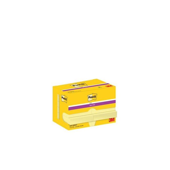 Taco Notas Post-It 622 Super Sticky 47,6X47,6 Amarillo Canario Pack De 12
