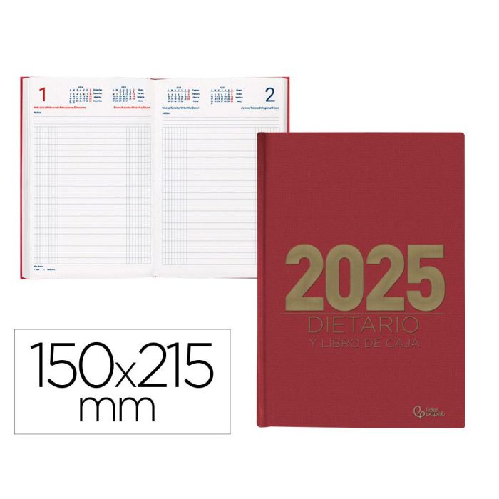 Dietario Liderpapel 2025 Cuarto 15x21,5 cm Color Rojo Papel 70 gr